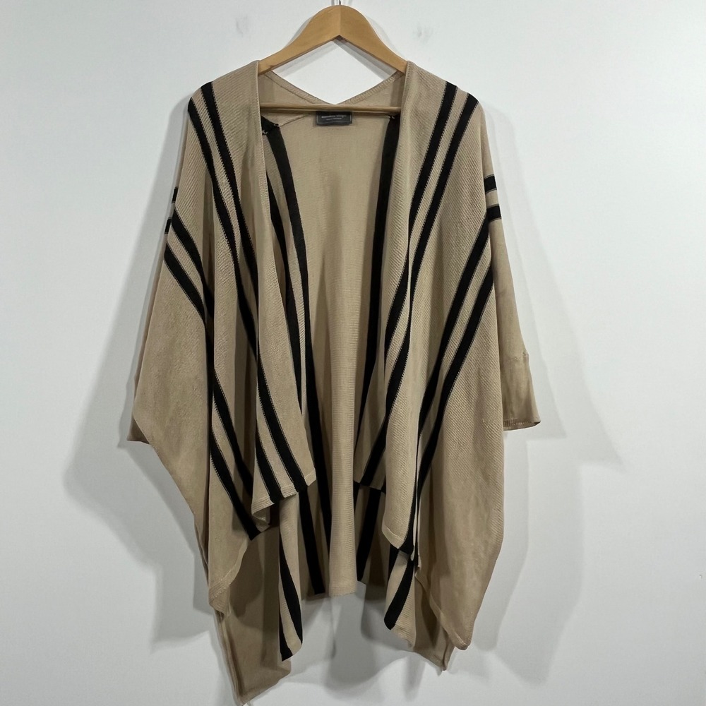 Wooden Ships Fisherman Coastal Striped Knit Poncho‎ Sweater Womens XS Oversized